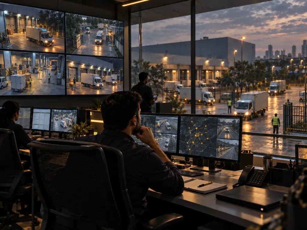 Operations team monitoring fleet and logistics from a control room